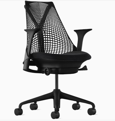 Black sayl office desk - desk, chair