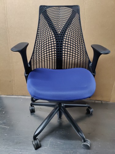 Black sayl office desk - office, chair